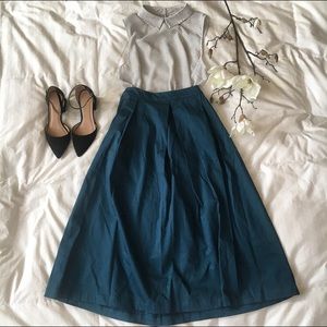 ‘Who What Wear’ Teal Pleated Midi Skirt